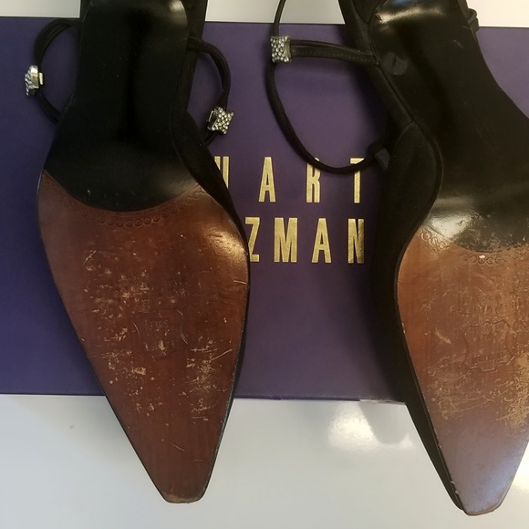 Stuart Weitzman Satin Swarovski Slingbacks - Picture 5 of 8